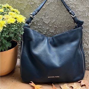 Michael Kors Navy Pebble Leather Shoulder Bag